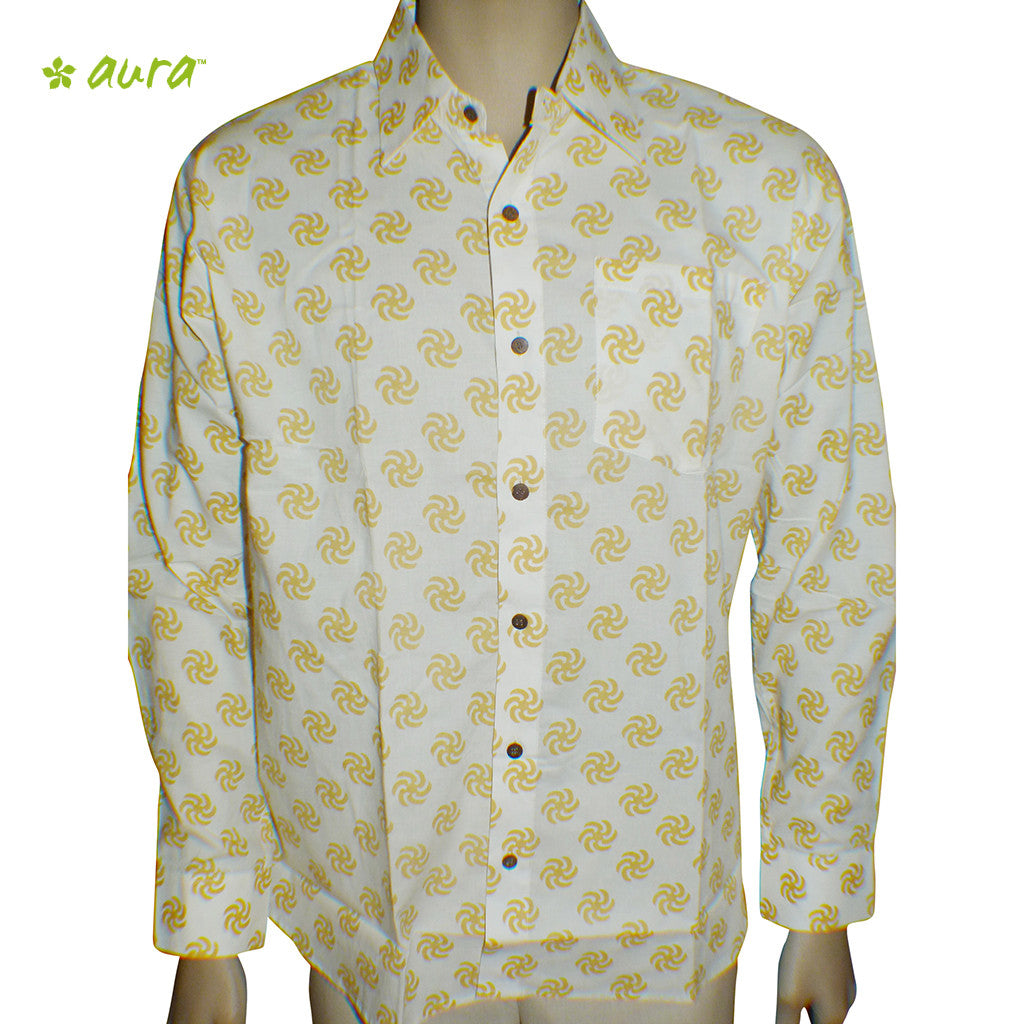 Organic herbal dyed Cambric men's shirt (Marigo Ground)  Full sleeve