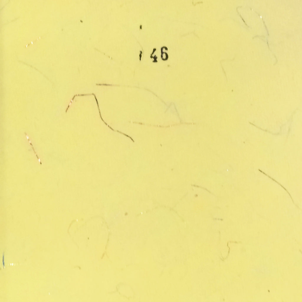 Yellow thin paper hand made khadi (cotton waste) embedded with golder silver strings set of 5