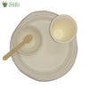 Set of 10 round plate of 10"+bowl+ small wooden spoon+glass biodgrdble compstble tableware