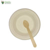A set of 10 - sugarcane bagasse round plate 6 inch + wooden spoon biodegradable compostable