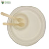 Set of 10 round plate 10"+bowl 4"+ small wood spoon+fork Biodegradable Compostible Bagasse tableware