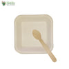 A set of 10 - sugarcane bagasse square plate 5.5 inch + wooden spoon biodegradable compostable