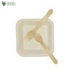 A set of 10 sugarcane bagasse square plate 5.5"+ wooden spoon+fork biodegradable compostable