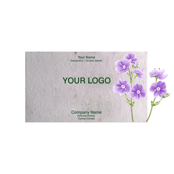 Recycled Plantable Paper Visiting Cards Dual Side Single Colour Printing with Wildflowe