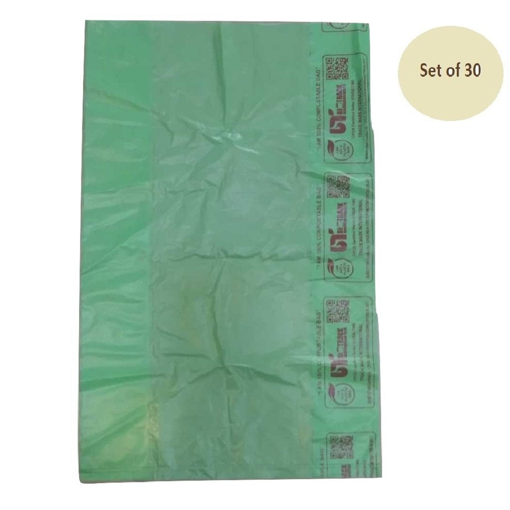 Plastic Free Compostable Dustbin Liners IS 17088 certified - 19" x 21" - Green Colour