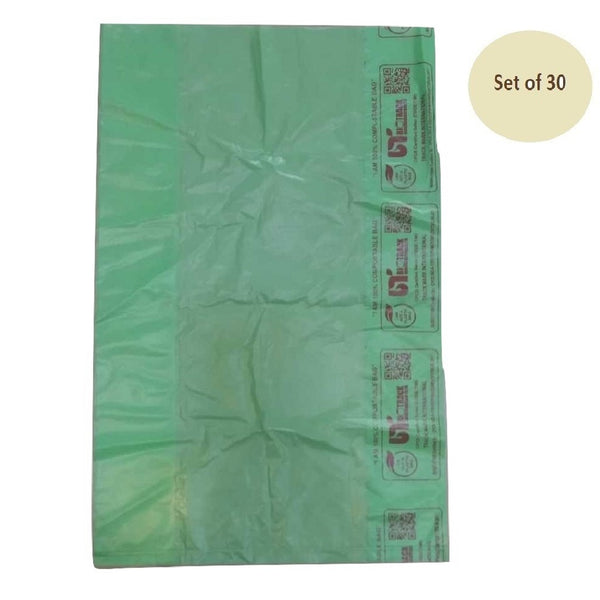 Plastic Free Compostable Dustbin Liners IS 17088 certified - 19" x 21" - Green Colour