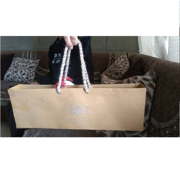 Recycled Unbleached Paper Bag - 15" x 5" x 2.5" with handle set of 100