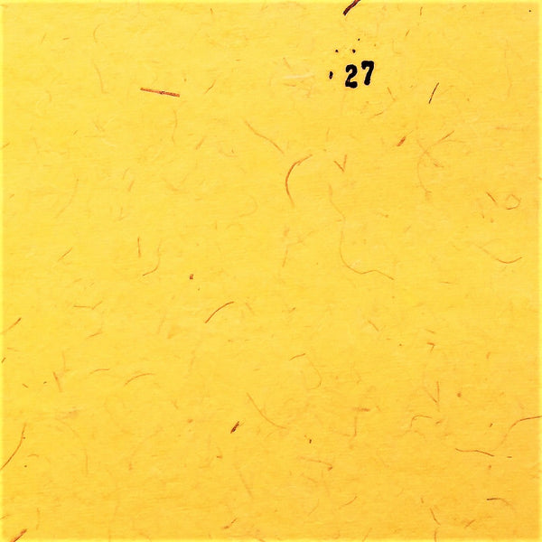 Yellow card paper hand made khadi (cotton waste) with embedded strings set of 5