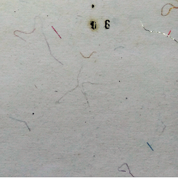 White thin paper hand made khadi (cotton waste) with golden silver strings set of 5