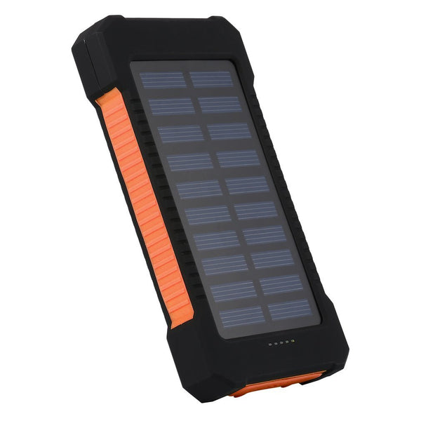 Solar Power Bank Dual USB Compact Waterproof  LED Light External Battery Charger With Hook